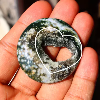 18.9g Natural 8th Vein Ocean Jasper Heart Shape Druzy Crystal Mineral Specimen • £14.22