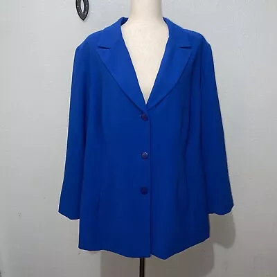 Women’s Bob Mackie Studio Blazer Size 24W Royal Blue 2 Pockets Front Button • £19.28