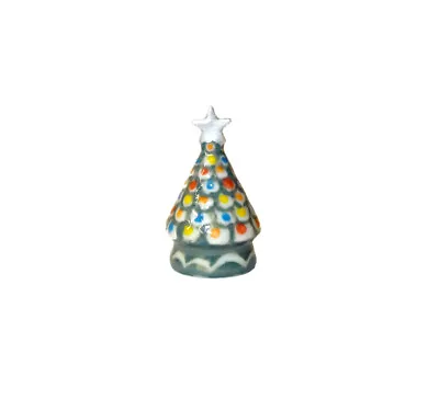 Dollhouse Ceramic Tabletop Christmas Tree With Silver Star Handpainted Miniature • $12.29