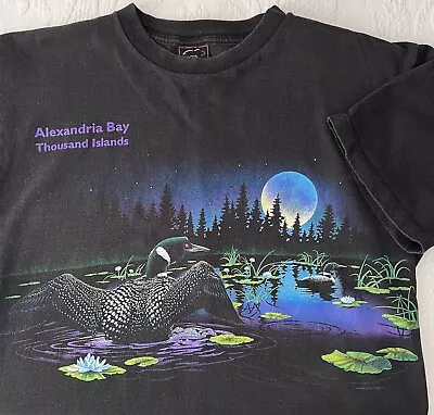 Vintage Habitat All Over Print Ducks Moon T-Shirt XL Alexandria Bay NY • $23.99