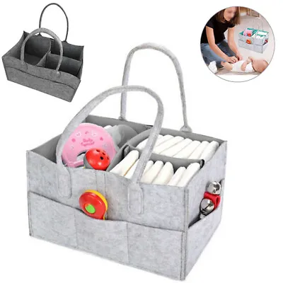 £6.69 • Buy Felt Baby Diaper Caddy Nursery Storage Wipes Bag Nappy Organizer Container Grey