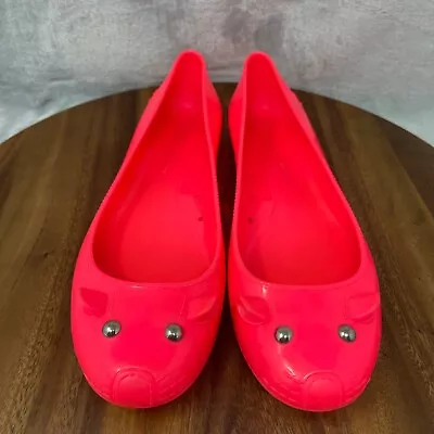 Marc By Marc Jacobs Shoes Womens 38 Hot Pink Mouse Rubber PVC Ballet Flats • $34.99