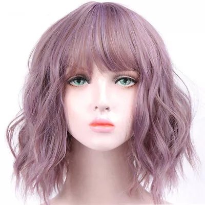 Short Water Wave Cosplay Wig Japanese Heat Resistant Synthetic Hair With Bangs • £31.18