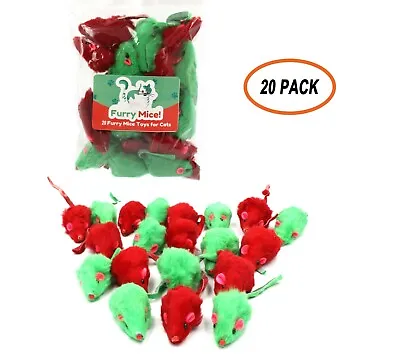 20 Christmas Holiday Mice Catnip & Rattle Sound Made Of Real Rabbit Fur Cat Toy • $15.99