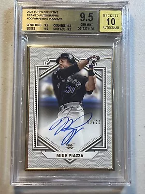 Mike Piazza BGS 9.5 10 2022 Topps Definitive /25 Gold Framed Auto Autograph True • $299.99