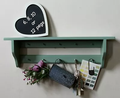 Shelf With Small Pegs Handmade Hand-painted 17 Colours Solid Pine Shaker Style • £38