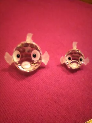 Lot Of 2 Swarovski Crystal Blowfish Large & Small One Box 7644 NR 30 • $40