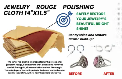 JSP JEWELERS Rouge Polishing Cloth 14 X11.5  Brass Copper Silver Gold Pearl Buff • $8.20