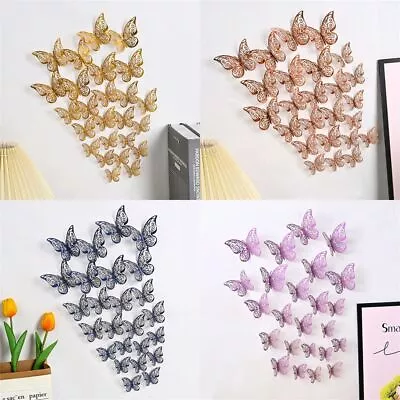 Hollow Butterflies Decals Wall Art Decor Wall Decals 3D Butterfly Stickers • $11.34