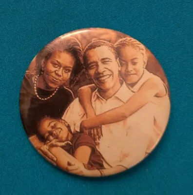 Barack Michelle Obama Family Pin Button Presidential Campaign Malia Sasha • $8