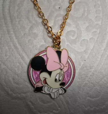Minnie Mouse Pink Round Necklace • $5.75