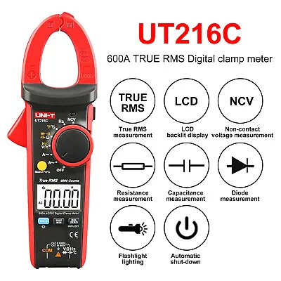 £71.99 • Buy UNI-T UT216C True RMS Digital Clamp Meter Temperature Tester AC/DC 600A NCV