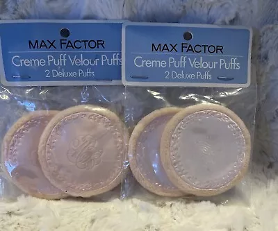 Vintage Max Factor Crème Puff Velour Puffs ~ 4 Puffs Total ~ NEW & SEALED • $23.88