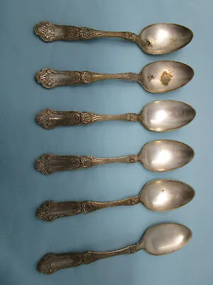 6pc 1835 R Wallace A1 Cardinal Silverplate Dinner Spoons 117-8E • $37.49