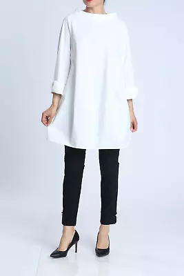 IC Collection Cowl Neck Balloon Lantern Shape Tunic Top White Sz XS NWT $168 • $25.49