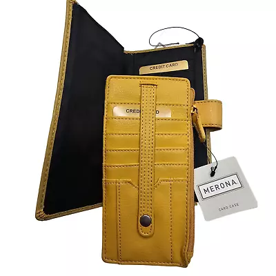 Merona Bifold Faux Leather Wallet And Credit Card Case Set Mustard Yellow NEW • $12.60