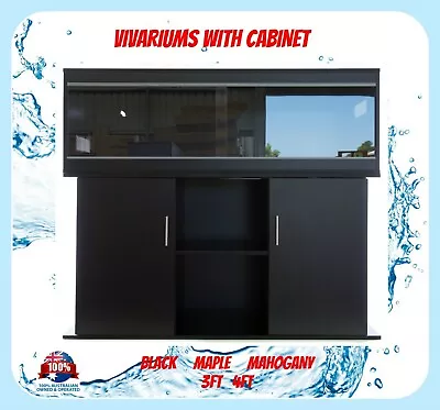 VIVARIUM WITH CABINET - 4ft Reptile Enclosure Melamine MDF Wood Black 120cm • $669.99