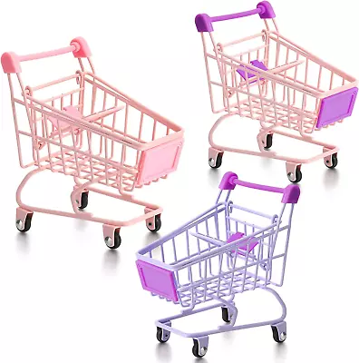 3 Pieces Mini Shopping Cart Small Supermarket Cart Handcart Shopping Utility Car • $28.99