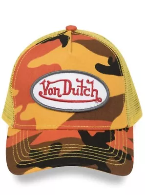 VON DUTCH Orange Yellow Camo Trucker Hat New W/Tag Kustom Kulture Fashion Luxury • $79.99