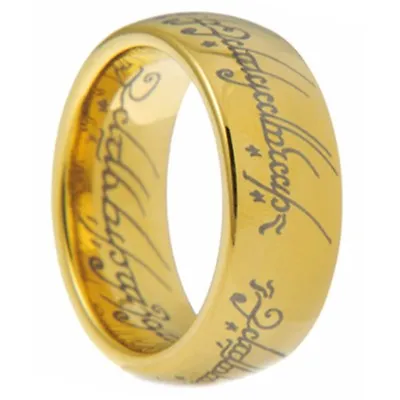 8mm Tungsten Gold Lord Of The Rings Hobbit Wedding Band Laser Engrave Size 7-15  • £16.36