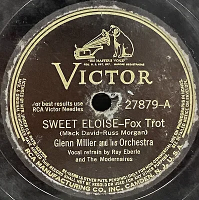 Glen Miller Sweet Eloise Sleep Song 78 RPM RCA Victor Records Fox Trot G+/G+ • $14.60