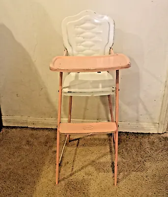 Vintage Amsco Pink/White  Doll-E Hi-Chair 1950s High Chair Mid Century Metal Toy • $49.99