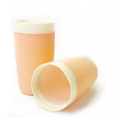 Vintage THERM-O-WARE Bolero Retro Insulated Plastic Tumblers Peach White Set X2 • $24