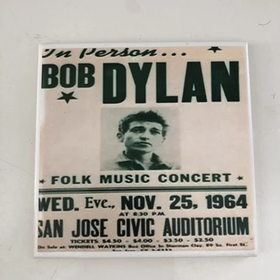 $5 • Buy BOB DYLAN Folk Music Concert Poster Ceramic Tile / Coaster 4.25”