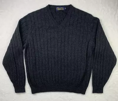 Brooks Brothers VTG Sweater Mens Medium Merino Angora Wool V Neck Made In USA • $39.95