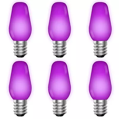 Luxrite C7 LED Purple Light Bulb For String Lights 0.5W E12 UL Outdoor 6 Pack • $11.95