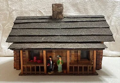 G Scale Model Train Wood Stone Plexiglass Log Cabin House Building Vintage 2 • $150.99