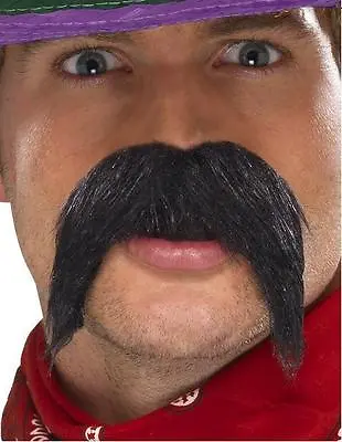 Mexican Fancy Dress Big N Bushy Tash Bandit Gringo Moustache Tache Black Smiffys • £4.50