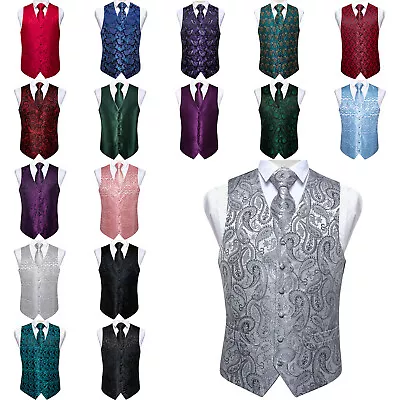DiBanGu Paisley Vest Men's Vest Black Formal Vest Waistcoat Slim Tuxedo Floral • $23.51