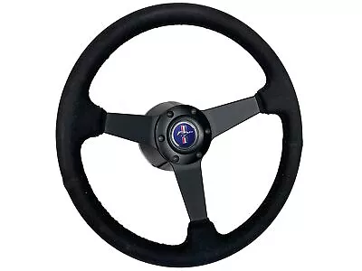 1968-78 Ford Mustang & II 6-Bolt Suede Steering Wheel Solid Kit Blue Tri Bar • $251.99