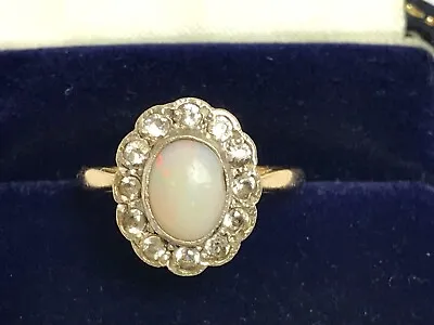 1964 - 1965 Art Nouveau Style Fire Opal And Topaz 9ct Gold Vintage Ring Size M • £250