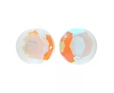 Aurora Borealis Iridescent Faceted Double Flare Glass Plugs (PG-553)   • $14.39