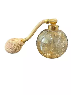 Vintage Spray Atomizer Perfume Vanity Bottle HolmSpray Amber Crackle Glass • $12