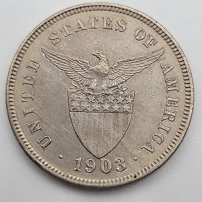 1903 (P) 5 Centavos AU/Uncirculated Philippines US Philadelphia Mint Five USA • $29.99