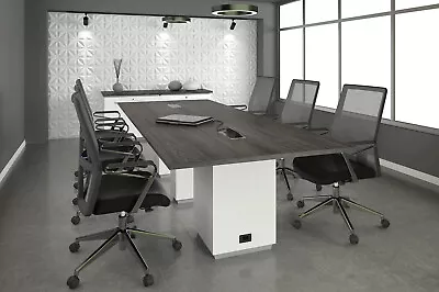 8' Ft CONFERENCE ROOM TABLE With Built In Power USB In GRAY And WHITE • $1999