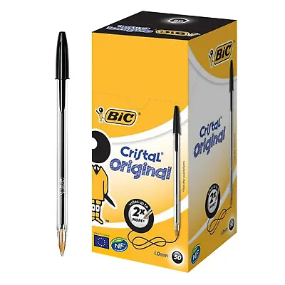 Original Bic Crystal Ballpoint Pens Medium 1.0mm Ball Point Biros Black Blue Pen • £4.25