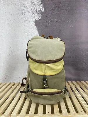 Vintage Avant Garde Lyiami Cotton Leather Backpack Military • $60
