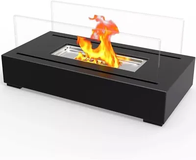 £39.99 • Buy Bio Ethanol Fire Pit Tabletop Fireplace Glass Burner Heater Indoor Outdoor Fire