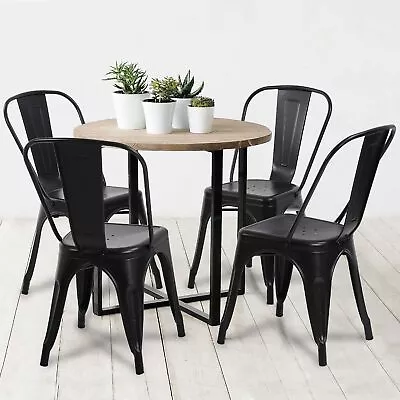 Set Of 4 Metal Chairs Kitchen Dining Room Chair Metal Restaurant Stackable Chair • $139.99