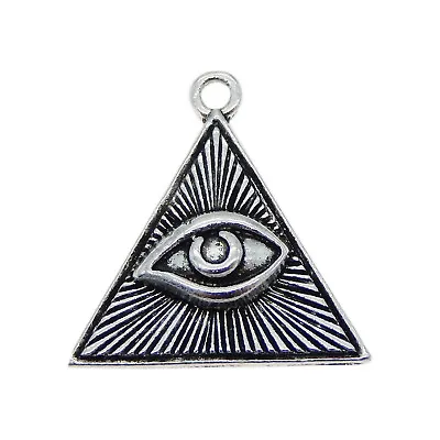 10 Pcs Vintage Silver Color Eye Pattern Triangle Shaped Metal Pendant Charm DIY • $2.84