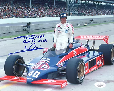 MARIO ANDRETTI HAND SIGNED 8x10 COLOR PHOTO     RACING LEGEND    TO SCOTT    JSA • $79.99