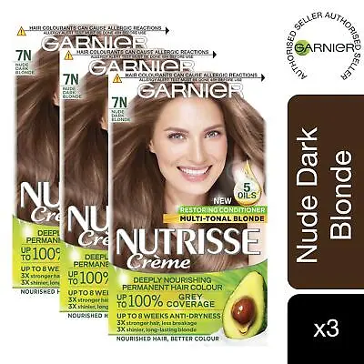 £23.49 • Buy Garnier Nutrisse Hair Dye 7N Nude Dark Blonde Permanent 3 Pack