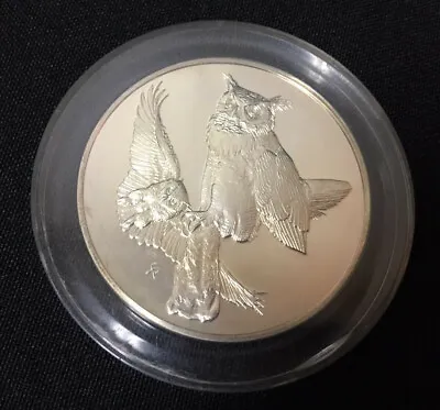 Great Horned Owl #1 1970 Sterling Roberts Birds Art Silver Medal .925 Proof Case • $76.50