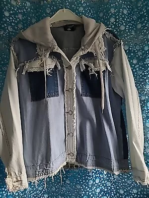 Womens Hooded Denim Jacket By Boohoo Size 14 • £5.99