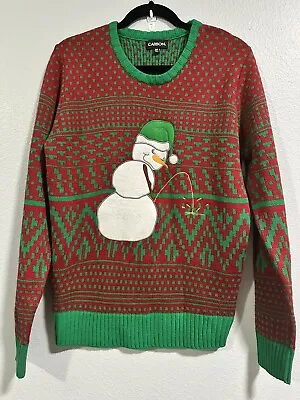 Ugly Christmas Sweater Carbon Angry Snowman Peeing Knit Men’s M • $15.55