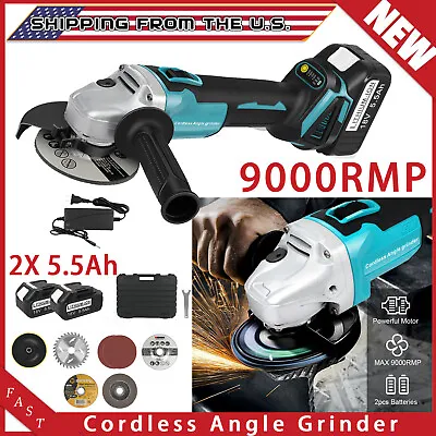 Cordless Angle Grinder Electric Cut‑Off Tool + 2X 5.5Ah Battery For 18V Makita • $68.99